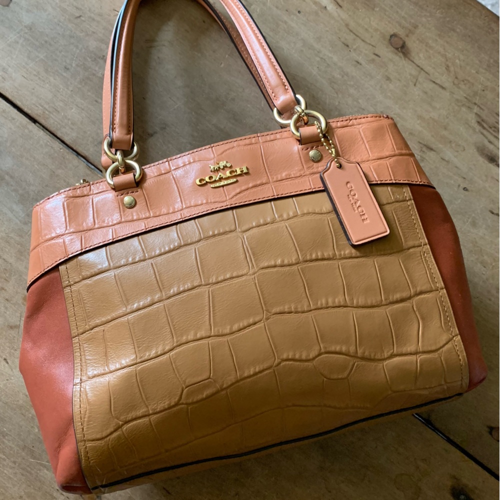 Coach croc color block Brooke handbag learher